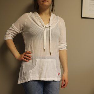 White mesh hooded coverup